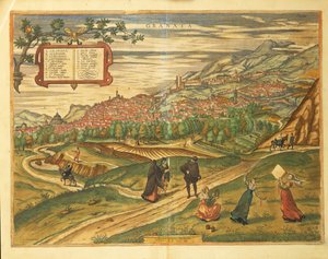 Mapa de Granada de Civitates Orbis Terrarum por Georg Braun de Georg Braun and Hogenberg Franz