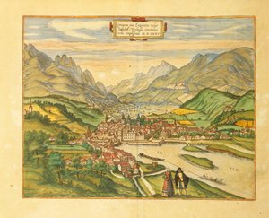 Mapa de Innsbruck de Civitates Orbis Terrarum por Georg Braun de Georg Braun and Hogenberg Franz