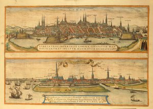 Mapa de Lübeck y Hamburgo de Civitates Orbis Terrarum