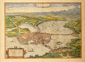 Mapa de Mantua de Civitates Orbis Terrarum por Georg Braun