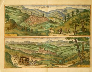 Mapa de Nocera y Castelnuovo de Civitates Orbis Terrarum por Georg Braun