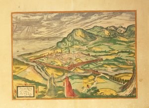 Mapa de Pesaro del Civitates Orbis Terrarum de Georg Braun de Georg Braun and Hogenberg Franz