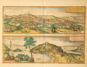 Mapa de San Sebastián y Burgos del Civitates Orbis Terrarum de Georg Braun de Georg Braun and Hogenberg Franz