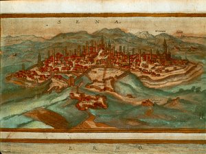 Mapa de Siena de Civitates Orbis Terrarum de Georg Braun and Hogenberg Franz