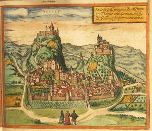 Mapa de Sion de Civitates Orbis Terrarum de Georg Braun and Hogenberg Franz