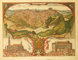 Mapa de Toledo de Civitates Orbis Terrarum por Georg Braun de Georg Braun and Hogenberg Franz