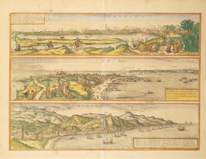 Mapas de Sevilla, Cádiz y Málaga, España, de Civitates Orbis Terrarum de Georg Braun and Hogenberg Franz