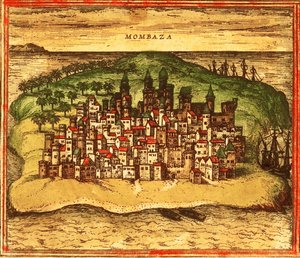 Mombasa, Kenia, África de Georg and Hogenberg Franz (1535 90) Braun