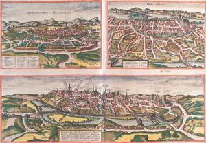Montpellier, Tours, Poitiers, Francia de Georg and Hogenberg Franz (1535 90) Braun