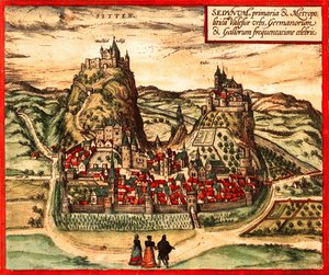 Sion, Suiza de Georg and Hogenberg Franz (1535 90) Braun