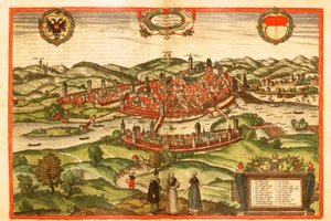 Swabischhall, Suabia, Alemania de Georg and Hogenberg Franz (1535 90) Braun