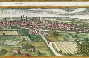 Terreno agrícola cerca de Valladolid, en Civitatis Orbis Terrarum, por Franz Hogenberg (1535-1590) de Georg Braun and Hogenberg Franz