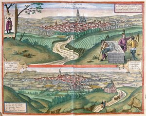 Caslav (Bohemia) y Chomutov, República Checa de Georg Braun and Hogenberg Franz