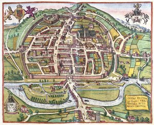 Exeter, Inglaterra de Georg Braun and Hogenberg Franz
