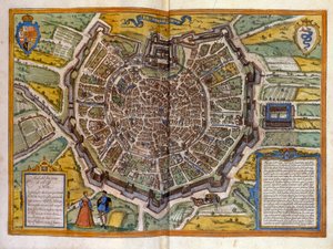 Plano de Milán en 1585 del Atlas de Braun & Hogenberg de Georg Braun and Hogenberg Franz