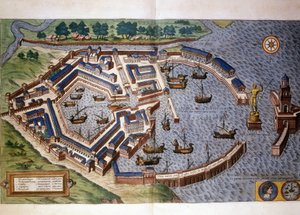 Puerto de Ostia (Ostia) Antiguo, Atlas Bram y Hopely de Georg Braun and Hogenberg Franz