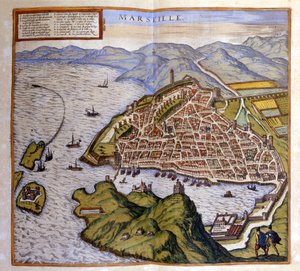 Vista de Marsella del Atlas de Braun y Hogenberg
