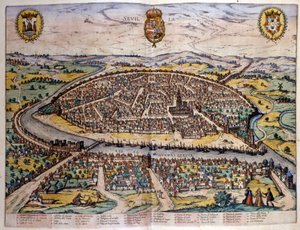 Vista de Sevilla según el Atlas de Braun y Hogenberg de Georg Braun and Hogenberg Franz
