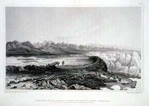 Lanzamiento de Botes a través de un Arrecife frente al Monte Conybeare, de 