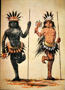 Una danza tribal Mandan que representa 