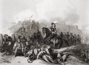 El asalto de Bristol, 26 de julio de 1643, grabado por J.C. Varrall de George (after) Cattermole