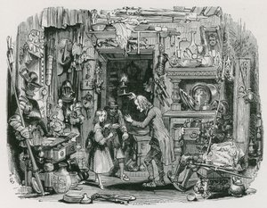 El extraño lleva a casa a la pequeña Nell (grabado)