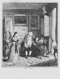 La visita de Hilda a Abel Beechcroft (grabado) de George (after) Cruikshank