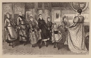 Una lección de baile (grabado) de George (after) Du Maurier