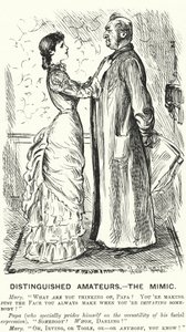 Caricatura de Punch: Aficionados distinguidos - el Mimo (grabado) de George (after) Du Maurier