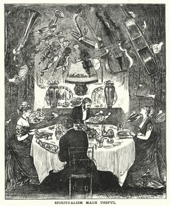 Caricatura de Punch: El Espiritismo Hecho Útil de George (after) Du Maurier