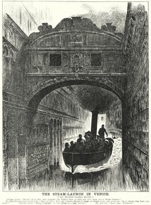 Caricatura de Punch: El Lanzamiento de Vapor en Venecia (grabado) de George (after) Du Maurier