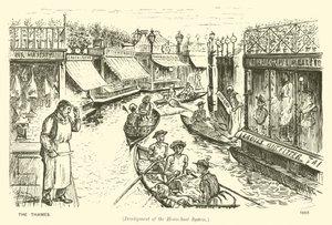 El Támesis (desarrollo del sistema de casas flotantes) de George (after) Du Maurier