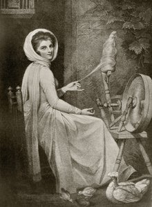 Lady Hamilton como La Hilandera, grabado por Thomas Cheesman, de 