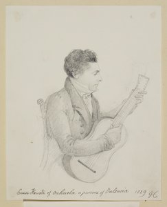 Señor Huerta de Orihuela, Valencia, tocando una Guitarra de George (attr. to) Cumberland