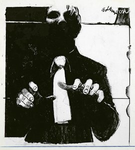 Ilustración para Cuidar a un Paciente Ciego, un artículo en Nursing Times, publicado el 30 de octubre de 1975 de George Adamson