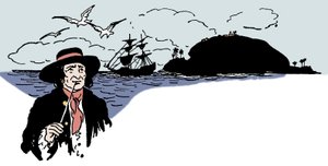 Representación de la Isla Tortuga en el Mar Caribe. Ilustración de “The boys book of pirates” de George Albert Williams (1875-1932) 1913
