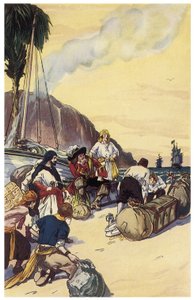 El pirata Henry Morgan comparte el tesoro de Maracaibo. Ilustración de "Los piratas de Panamá o los bucaneros de América" de George Albert Williams (1875-1932) 1914 de George Alfred Williams