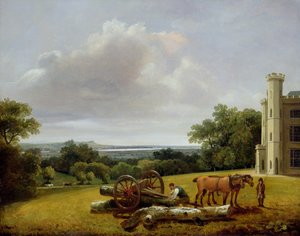 Carga de un vagón de madera en el castillo de Cave, Yorkshire de George Arnald