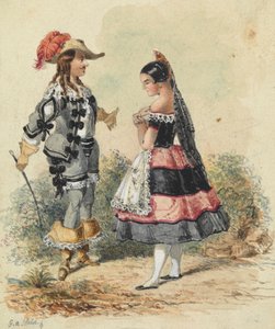 Caballero y doncella en traje español de George Augustus Sala