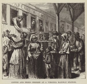 Café y pollo frito en una estación de ferrocarril en Virginia de George Augustus Sala