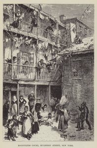 Corte de recogedores de trapos, Mulberry Street, Nueva York de George Augustus Sala