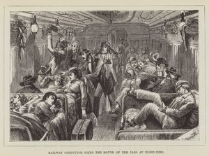 El conductor del tren haciendo la ronda de los coches por la noche de George Augustus Sala