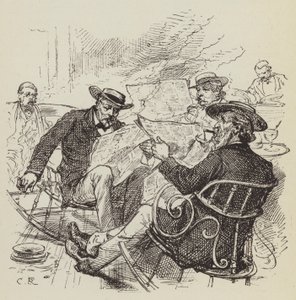 Leyendo los periódicos, mecedoras de George Augustus Sala