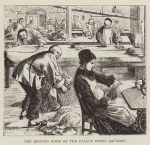 La sala de planchado de la lavandería del Palace Hotel