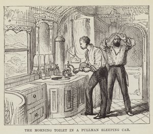 El aseo matutino en un coche cama Pullman de George Augustus Sala