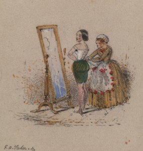 Mujer vistiéndose, con criada de George Augustus Sala