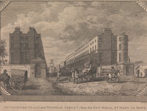 Devonshire Place y Wimpole Street, desde New Road, St. Mary le Bone