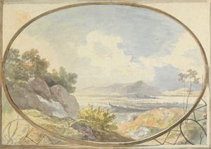 Landscape Set in an Oval (Paisaje montañoso a través de una ventana oval)