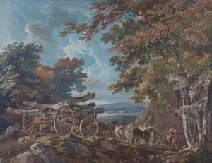 Timber Wain on a Rough Road (uno de un par) de George Barret