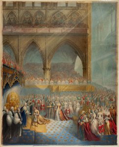 Su Graciosa Majestad la Reina Victoria recibiendo el Sacramento en su Coronación de George Baxter